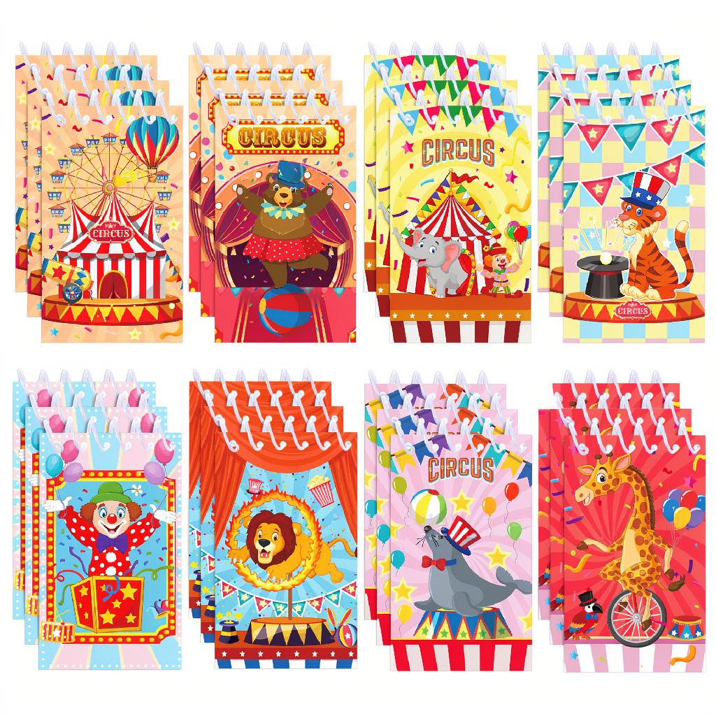 8pcs Circus Animal Spiral Notebook Cute Colorful Vertical Flip Notepad Mini Pocket Memo Kawaii Stationery School Office Supplies