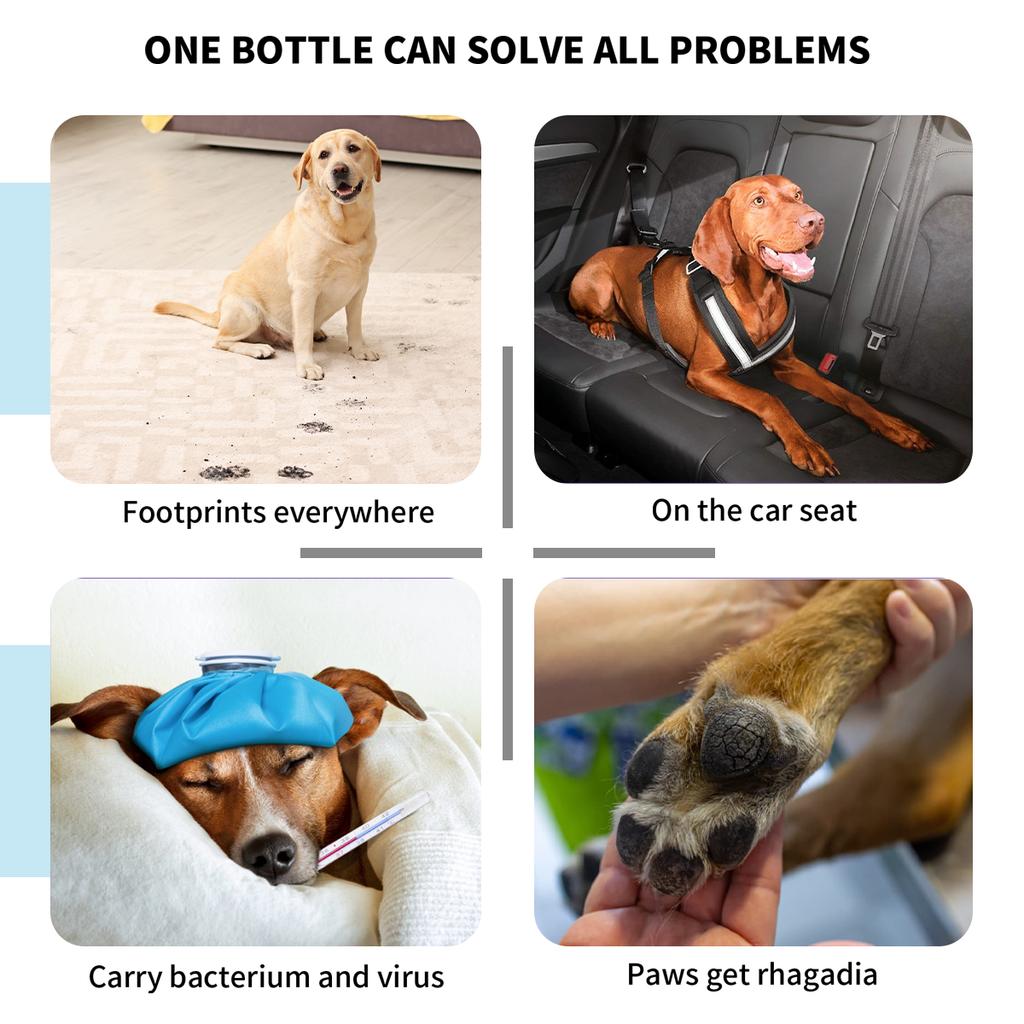 Paw Cleaner Foam Pet Dry Shampoo No Rinse Foaming Built-in Silicone Massage Brush Deodorizes Removes Dirt Mud For Outdoor Walks
