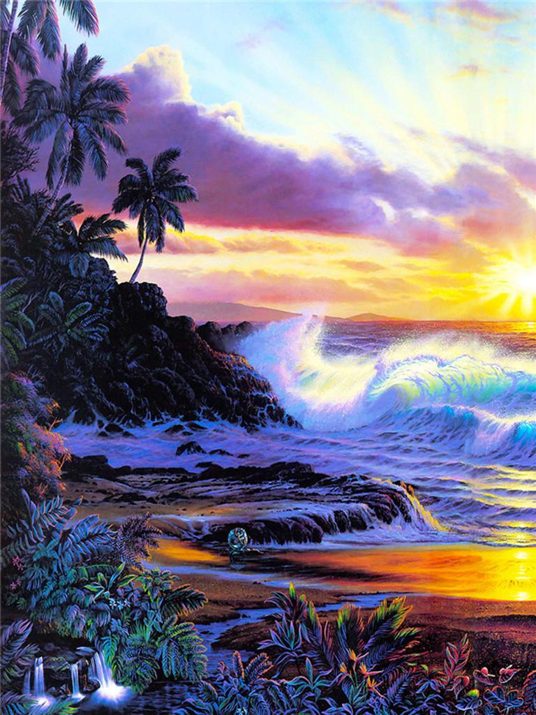 DIY Алмазная вышивка 5D пейзаж пляж вышивка крестиком закат побережье круглая алмазная живопись мозаика со стразами подарок на Новый год