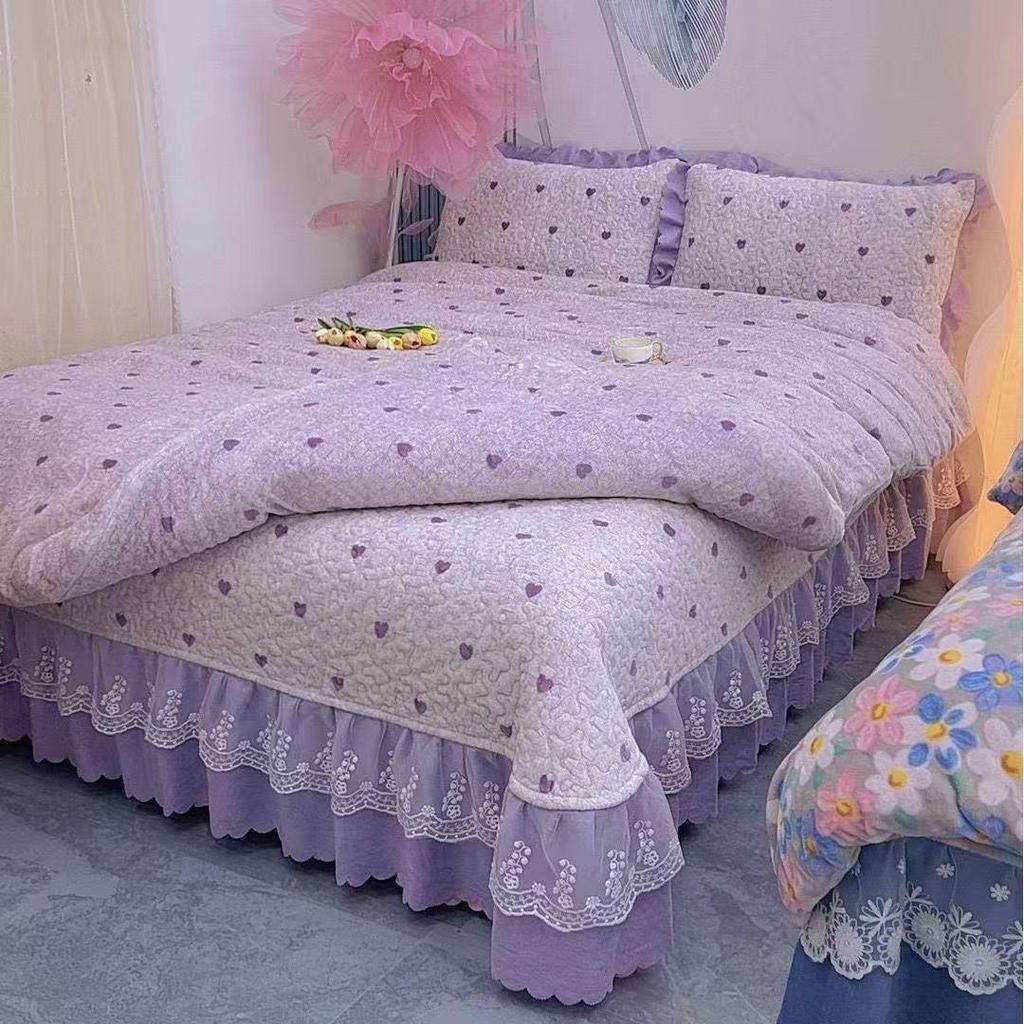 Плюшевый фланелевый бархатный комплект из 4 предметов: стеганое одеяло, очень толстый молочный бархат и коралловый флис