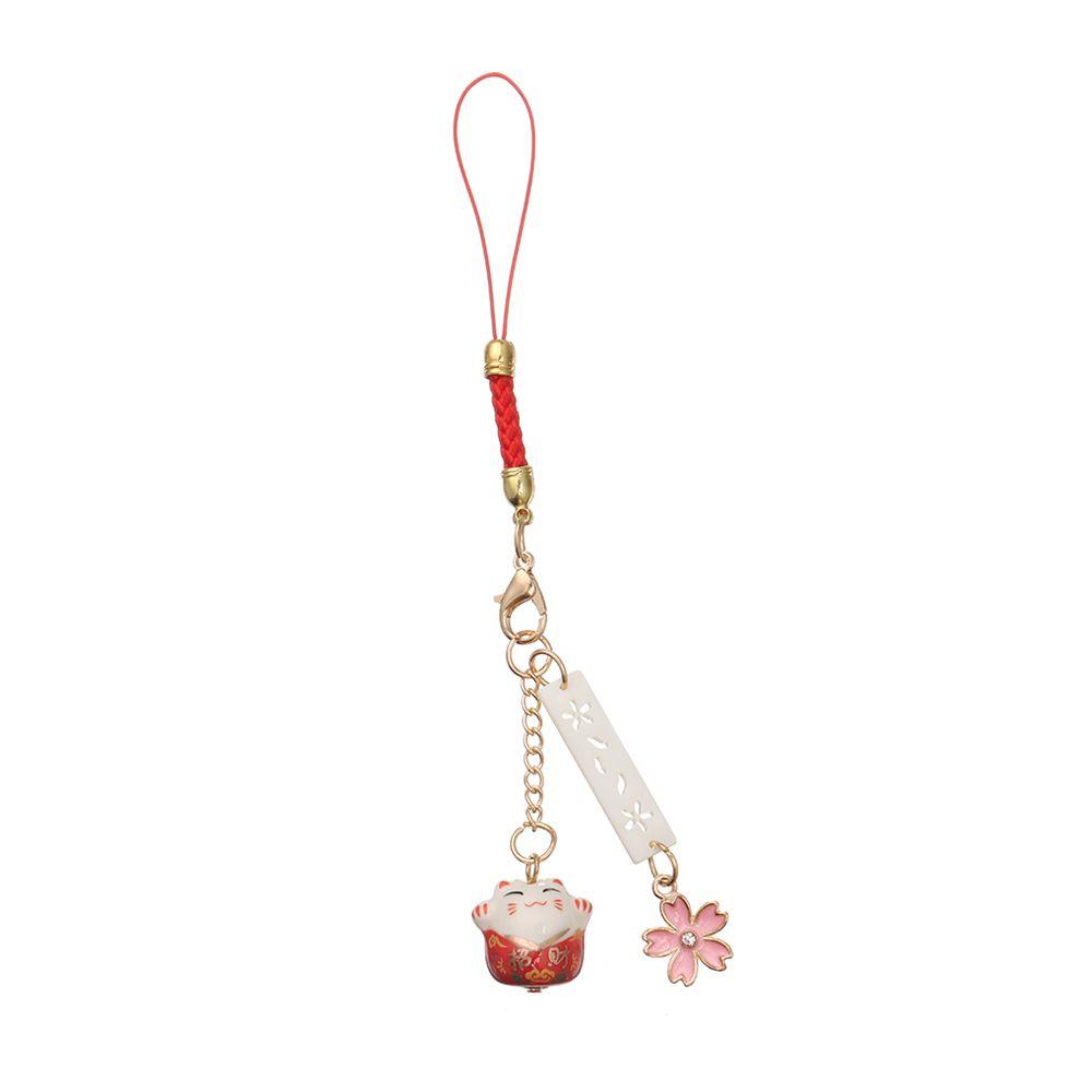 Blossoms Keychain Wrist Rope Anti-lost Lanyard Sakura Lucky Cat Phone Lanyard Phone Strap Lanyard