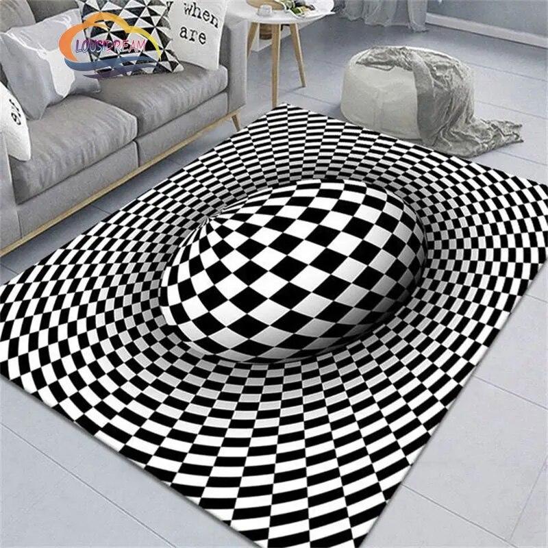Geometry Carpet Living Room Sofa 3D Visual Vortex Bedroom Large Area Creative Floor Mat