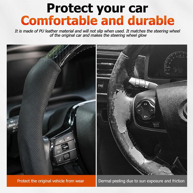 SEAMETAL Car Steering Wheel Cover Nappa Leather Snap-On Clip Installation With Return Mark Non-slip Steering Wheel Protector