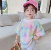 2025 Трендовые футболки с короткими рукавами в стиле тай-дай для девочек - Модные летние топы для младенцев и детей