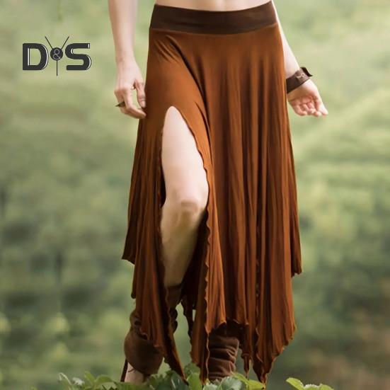 Женская юбка с высокой талией, однотонная, неровный подол, длинная юбка с боковыми разрезами, утягивающая юбка для работы, отдыха, путешествий