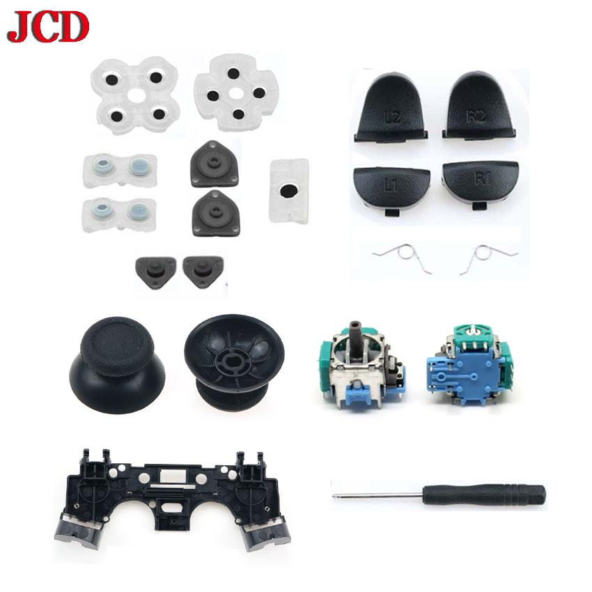 For PS4 JDS 030 011 040 050 Controller Repair Set L1 R1 L2 R2 Trigger Buttons 3D Analog Sticks Cap Conductive Rubber Screwdriver 5