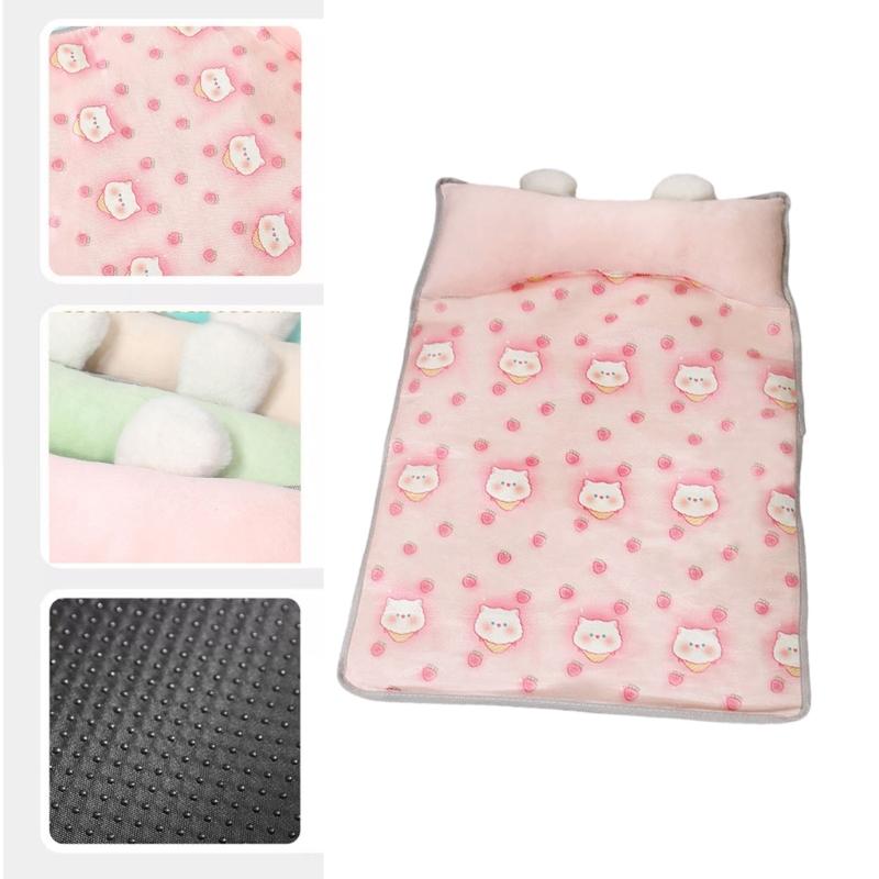 Lovely Pattern Pet Cooling Mat For Small Dog Cats Soft Ice Silk Fabric Bedding Machine Washable Nonslip Design Pet Bed