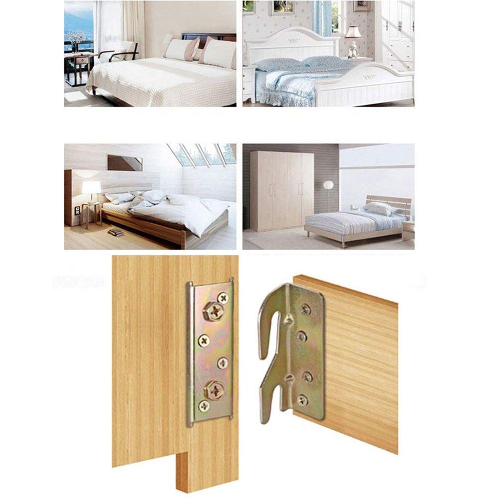 4 Комплекта Сверхпрочной Фурнитуры для Кроватных Царг без Врезки Изножья Удерживатели Соединители Кроватного Каркаса Изножья