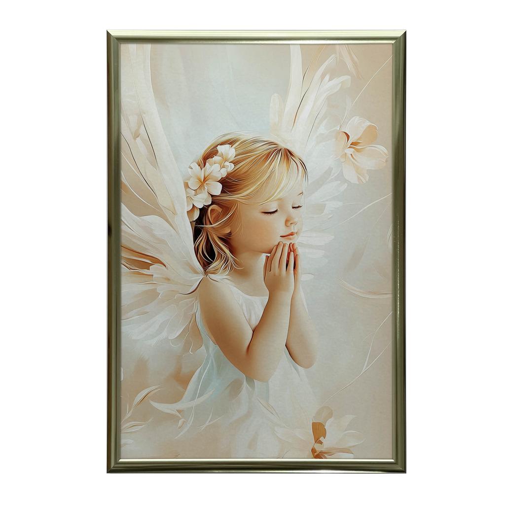 Plakat Urokliwy Aniołek W Modlitwie Plakat Urokliwy Aniołek W Modlitwie, 50X70 Cm, Bez Ramy, Płótno Premium Na Blejtramie