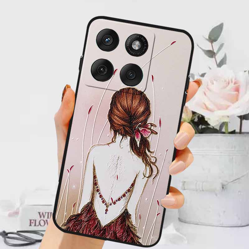3D Тисненые Чехлы Для Edge 60 Fusion / Edge 60 Pro Рельефные Тисненые Ретро Силиконовая Задняя Крышка Для Edge 60 Stylus Черный Funda 60 Pro