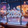 2026 Christmas Window Clings Blue Snowflake Ice Double-Sided Window Stickers PVC Decal for New Year Eve Glass Mirror Decor