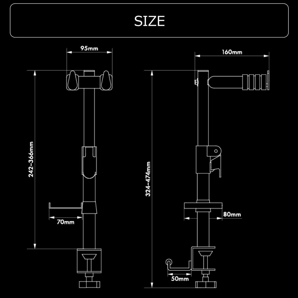 Bauhutte Desk Guitar Stand Desk Guitar Hanger Elevating Desk Retrofit BHP-GH300-BK