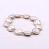 Простой женский браслет, белый натуральный пресноводный жемчуг, диск в стиле барокко, эластичный браслет из веревки, модные украшения