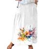 Women  Casual Loose Boho Elastic Waist A-Line Beach Flowy Swing Vacation Maxi Skirt With Pocket