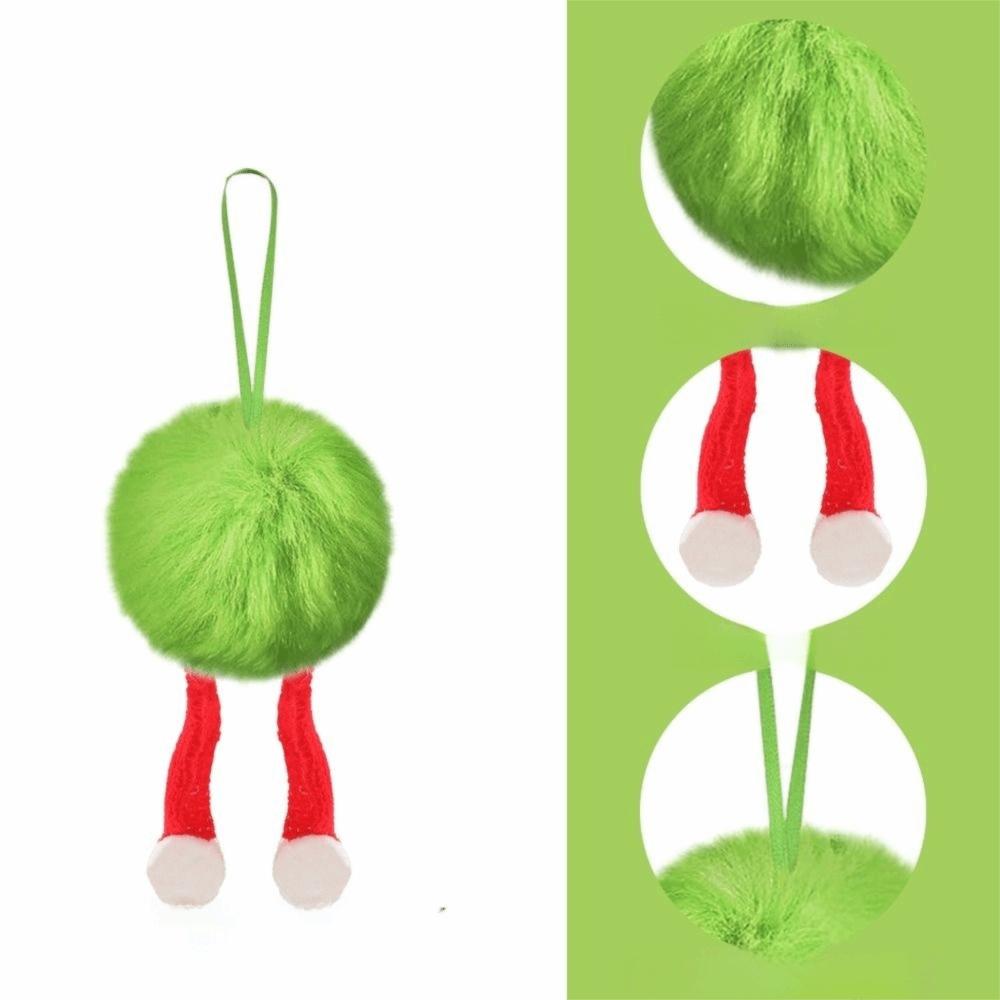 Furry Christmas Ball Lime Green DIY Christmas Tree Decoration Ball 6cm with Bow Christmas Hanging Decorations Navidad