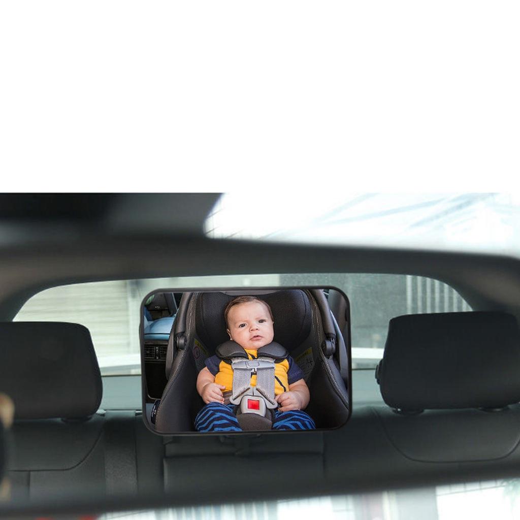 Baby Car Mirror for Rear Facing Infant with Wide View, Shatterproof, Adjustable, Safety and Stable, Crash Tested and Certified (Black)