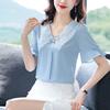 Summer New Doll Neck Loose Top Short Sleeve Bottoming Shirt Mom Summer Flare Sleeve Solid Color Blouse 3XL