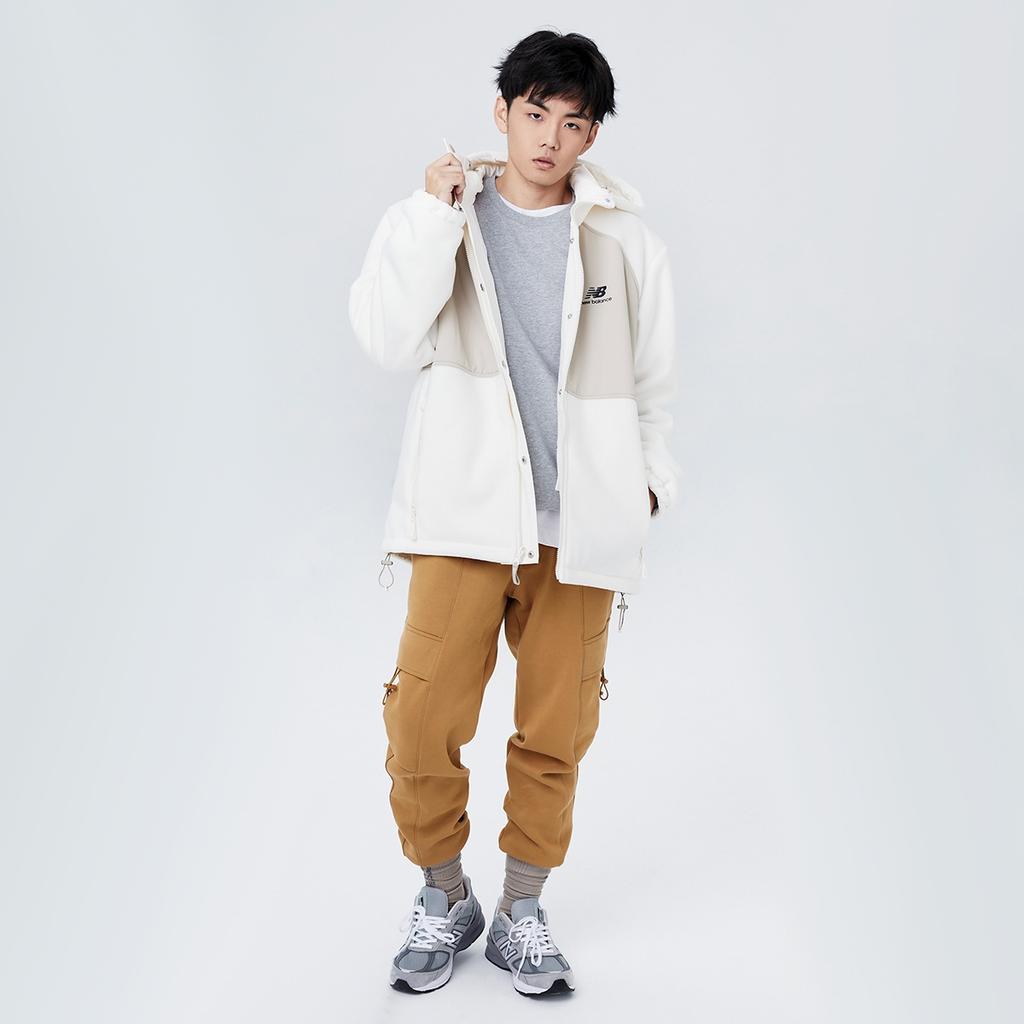 New Balance Повседневная куртка с капюшоном, парный стиль, белая, унисекс, AMJ13383-MSU