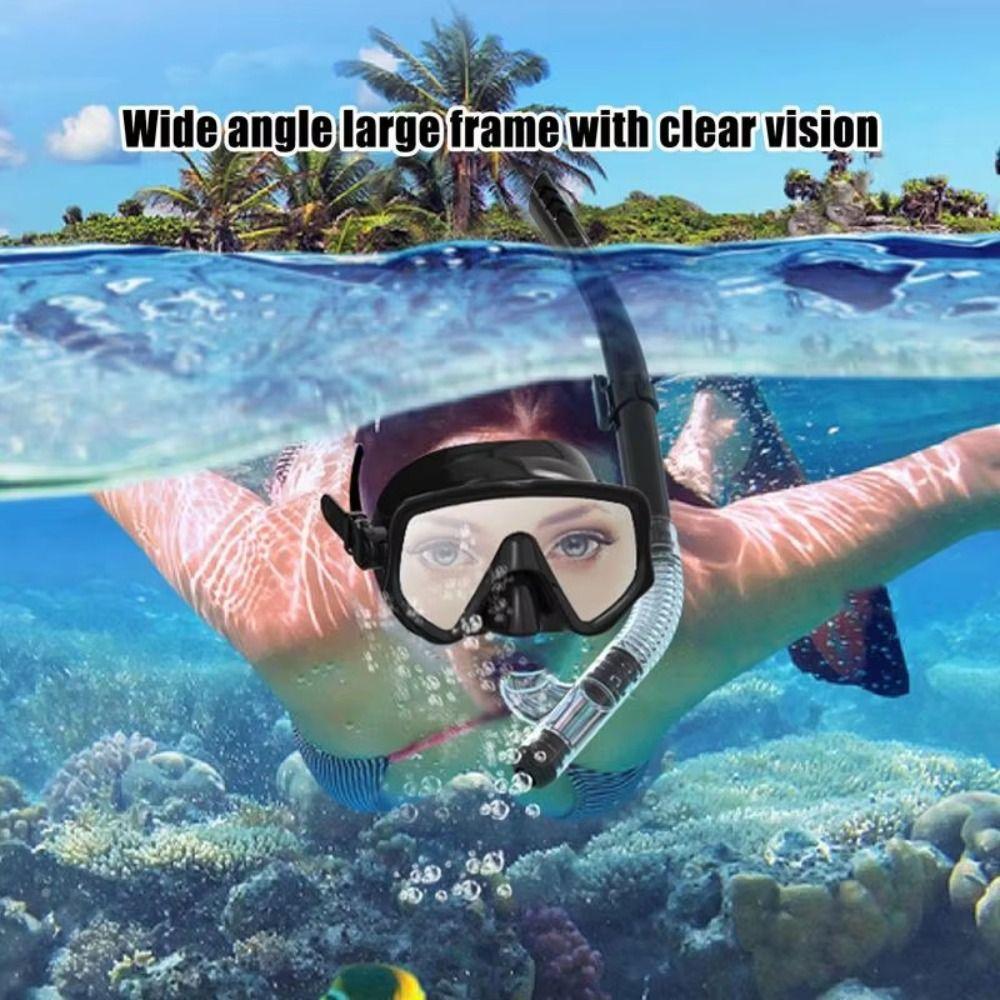 Swimming Goggles Diving Snorkeling Mask Waterproof Dry Snorkel Set  Adult