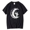 2025 Men's High Quality 100_ Cotton Moon Print Casual Summer Cool Short Sleeve Men Tshirt Loose  Male Tee Shirts Male Tee Tops