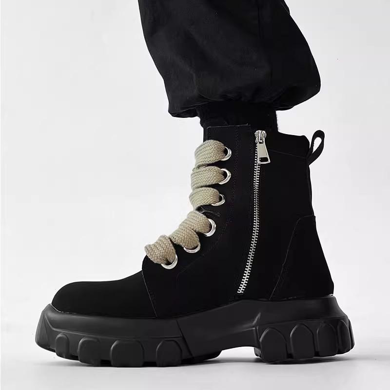Fashion 2024 Hot High Top Men's Fashion Boots Casual Leather Sneakers Thick-soled Sneakers Men Chunky Shoes Comfort Platform Boots Men