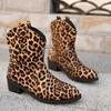 Современные ботинки на квадратном каблуке с щиколоткой, зимняя женская обувь без застежек, распродажа 2024 года, высококачественные лаконичные женские ботинки с острым носком в леопардовом стиле)