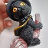 Resin Flying Broom Cat Small Broomstick Cat Creative Black Cat Witch Statue  Garden
