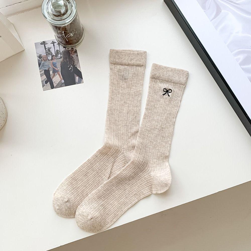 Spring Summer Bowknot Socks Breathable Cotton Socks New Long Socks