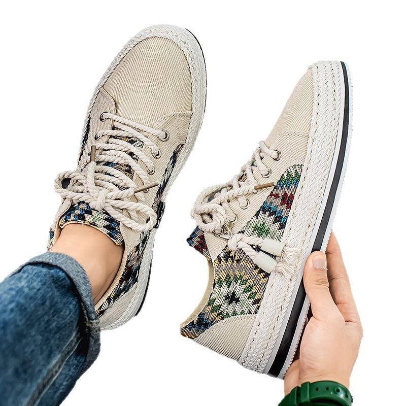 Весенняя мужская одежда однотонные соломенные туфли на плоской подошве студенческие повседневные вельветовые туфли рыбака закрывают ноги и педальные тканевые туфли мужские