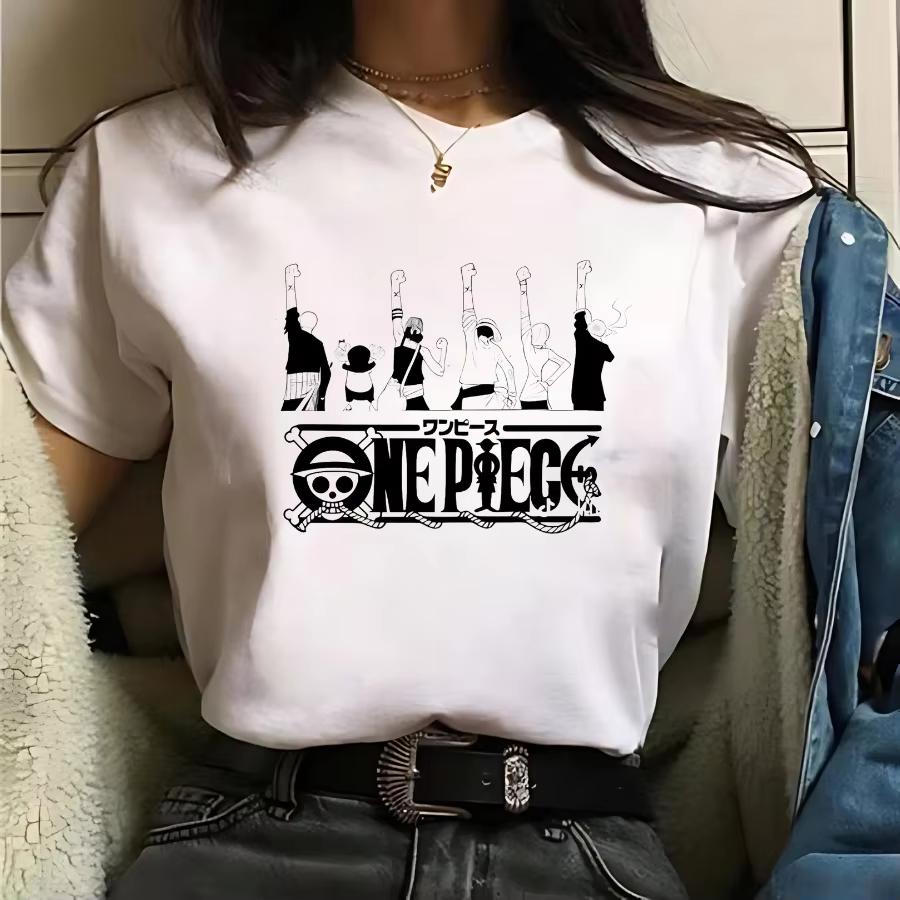 Anime ONE PIECE Luffy Unisexs and Womens Summer Tshirt Harajuku Retro Shortsleeved Casual Comfortable Y2k Top