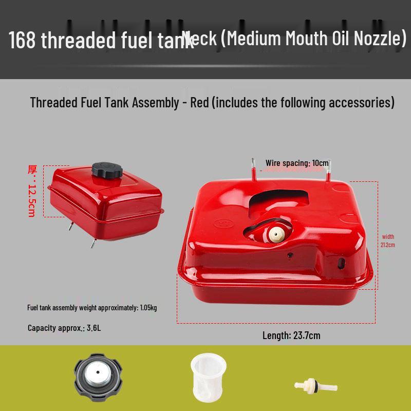 168F170/188F190 Водяной насос и топливный бак для микрокультиватора для бензиновых двигателей GX160/390 - Резьбовое отверстие.