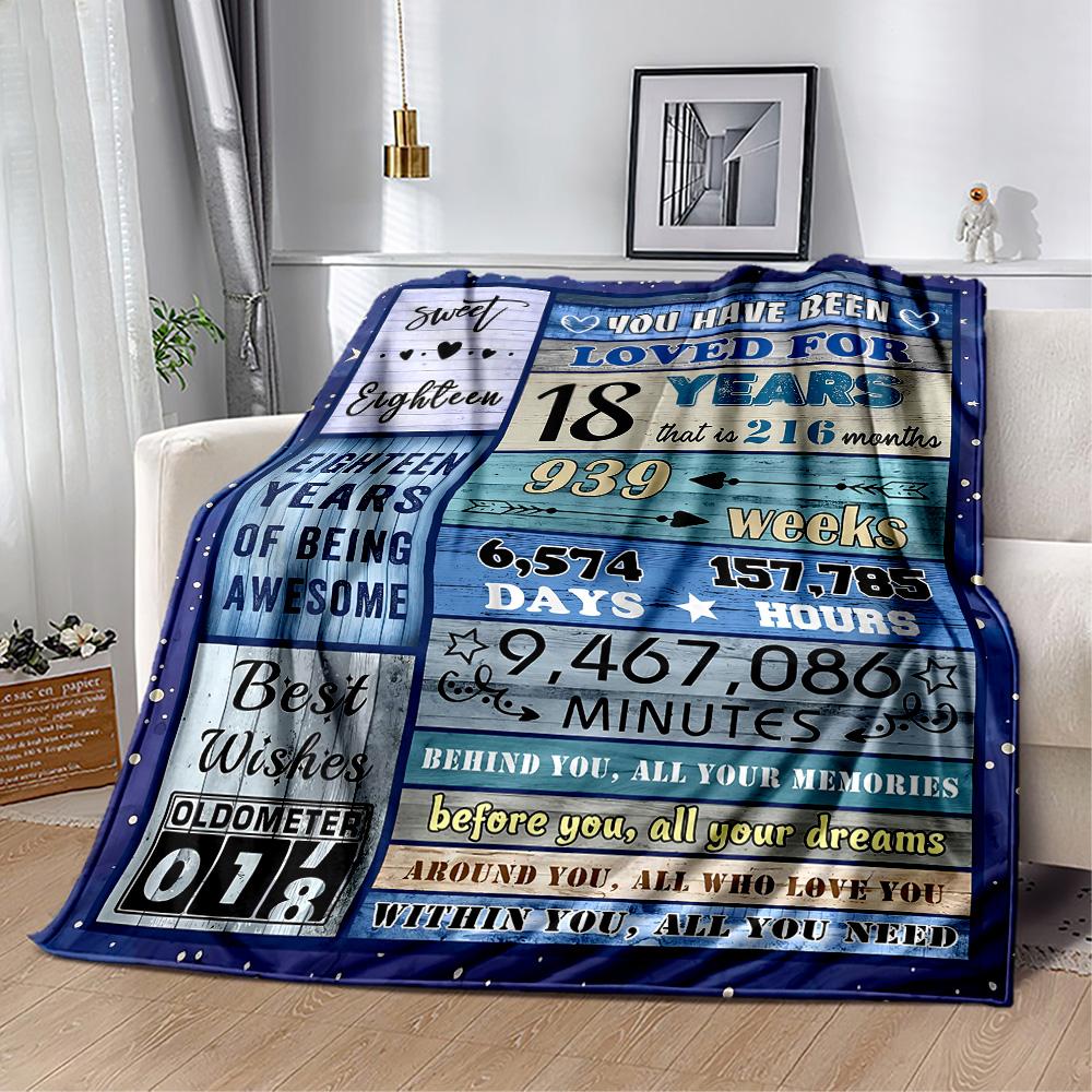 1pc Sweet 18th Birthday Celebration blanket Soft and Warm for Sofa Office Camping Travel Livingroom Great Gift for Friends and Family Comfortable