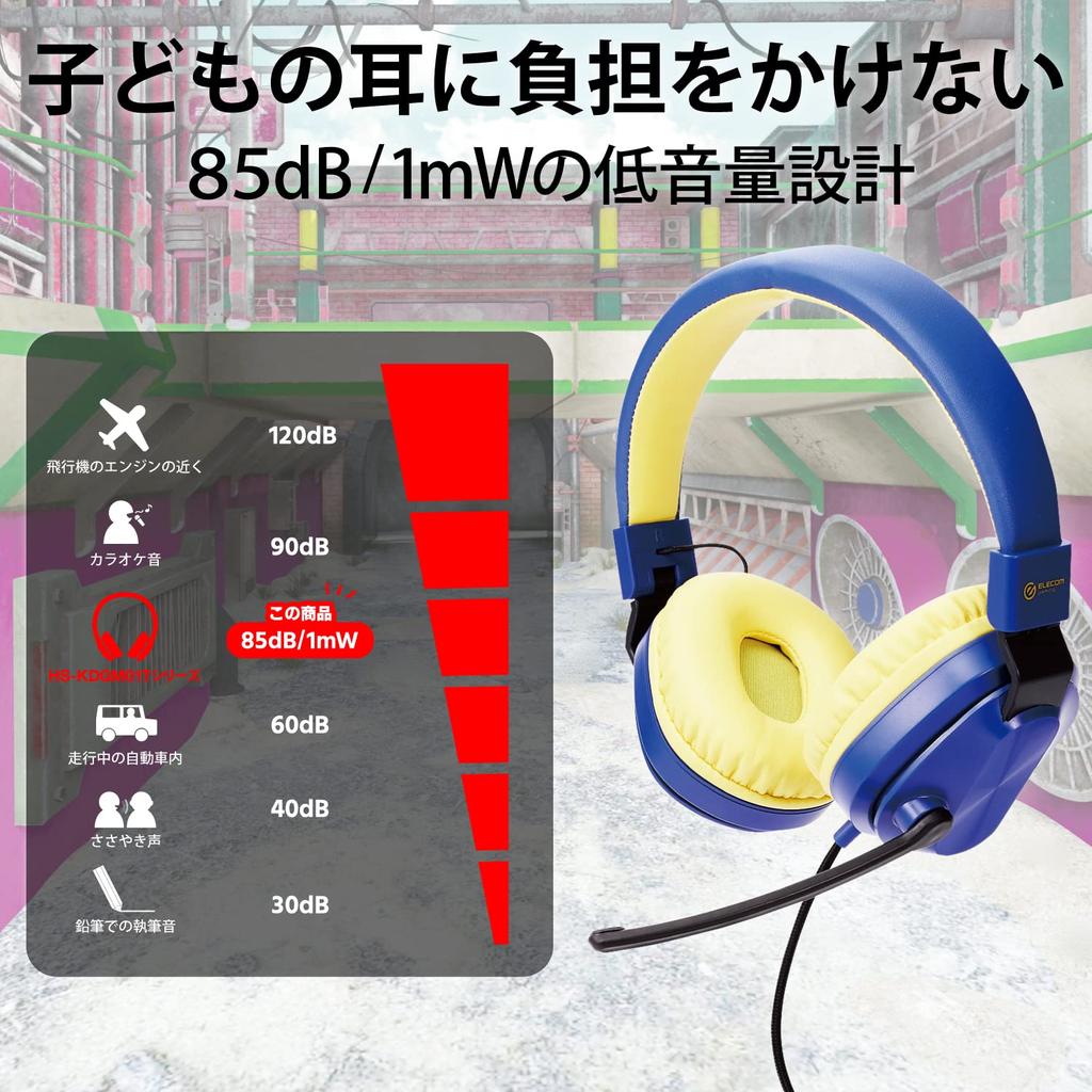 Elecom Headset for Low Volume Foldable 4 with Rotating Microphone Both Navy X Yellow Children, Specification, [3.5mm Connection, Poles] Arm, Ears,