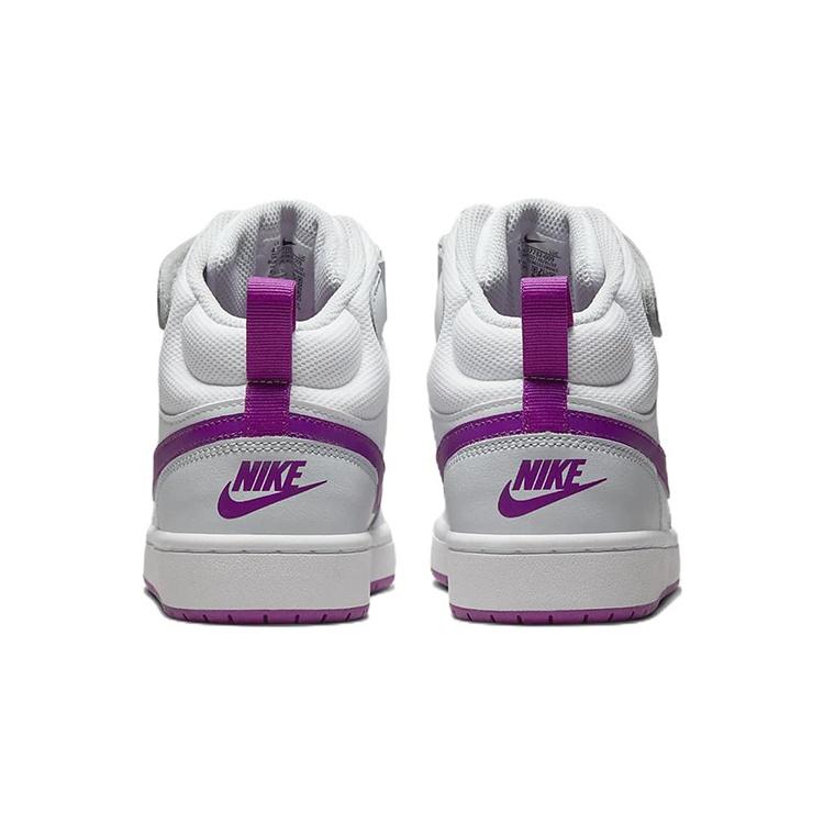 (GS) Nike Court Borough Mid 2 'Pure Platinum Vivid Purple' Kids' CD7782-009