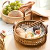 Корзина для хранения из ротанга с кожаной ручкой, корзина для переноски духов, плетеный поднос для хранения
