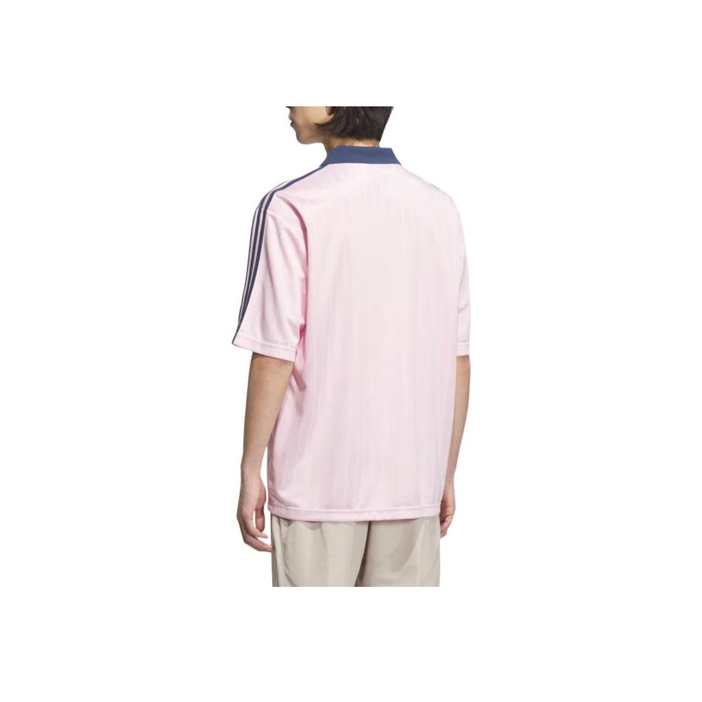 Adidas Оригинальная футболка с логотипом, цветной блок, в полоску, свободного кроя, с коротким рукавом, мужские топы, розовая JX8982