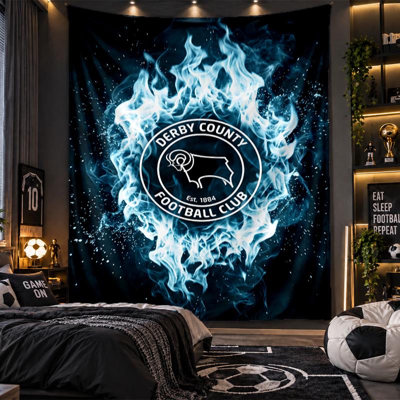 Wall Hanging Tapestry Derby County Football Print Cloth for Living Room Bedroom Home Decor