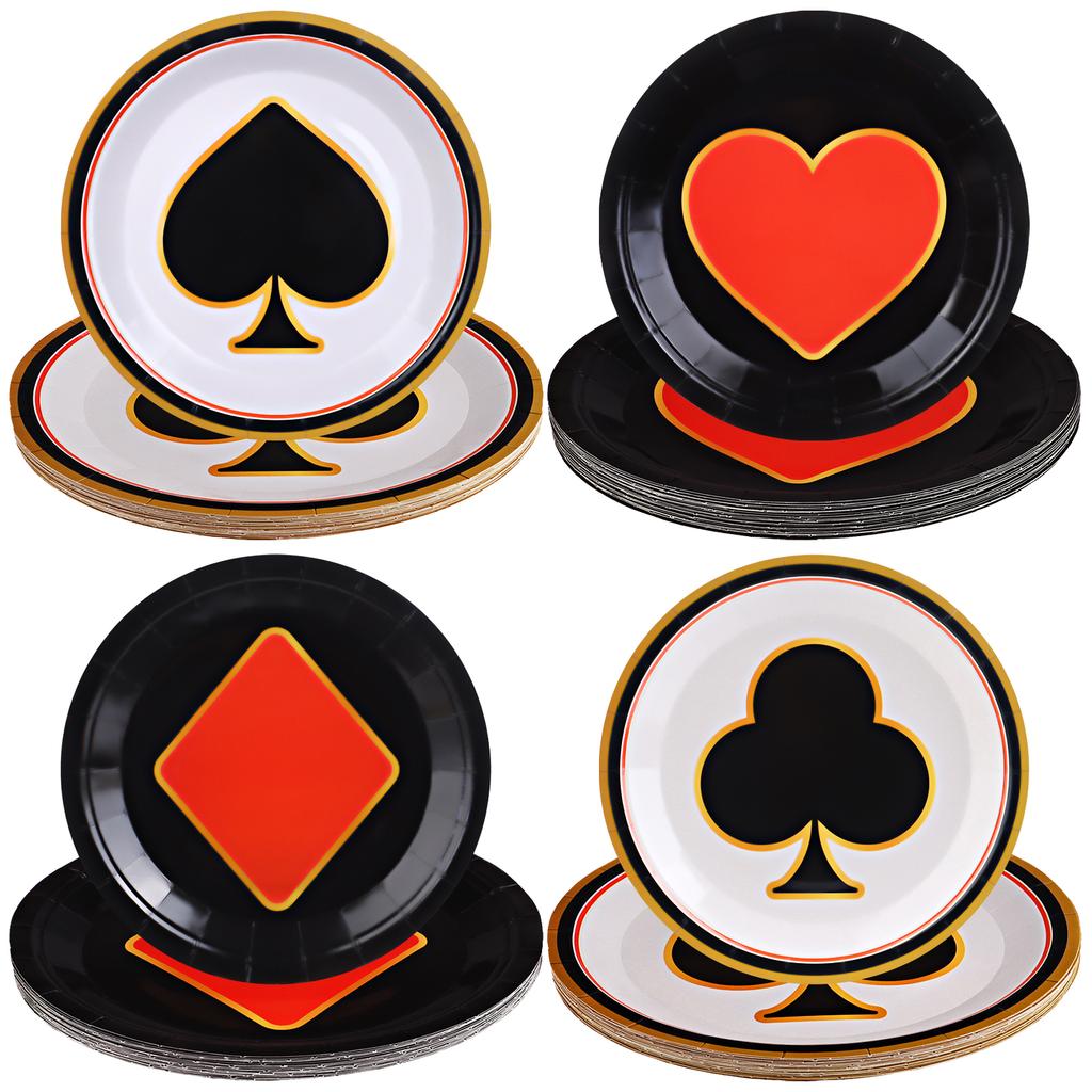 100Pcs Casino Party Disposable Paper Plates Las Vegas Theme Party Decorations Casino Night Party Plates Poker Dessert Plates For