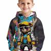 Boys' 3D Digital Printed Hooded Sweatshirt, Elastic Casual Pullover, Random Urban Street Style Design