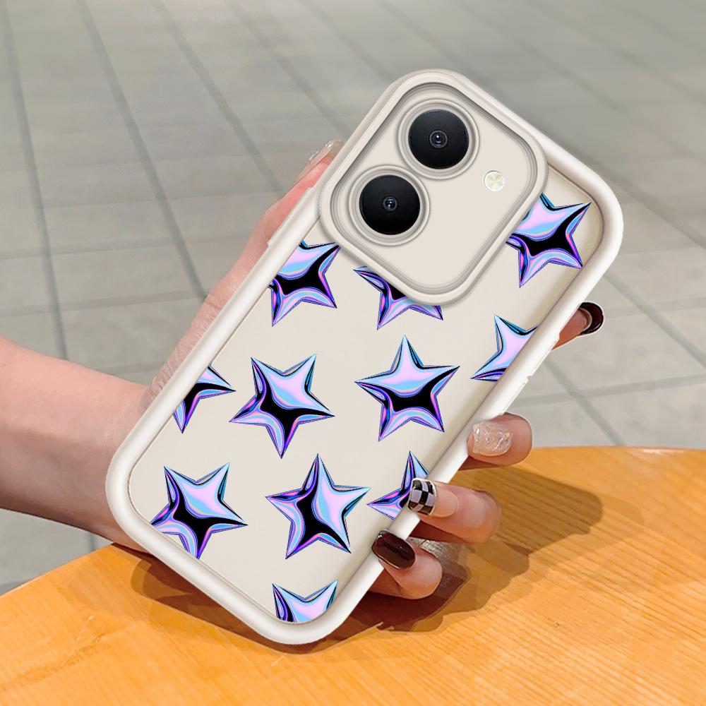 Soft Silicone Square Ladder Printing Pattern Phone Casing Full Cover Camera Shockproof Protection Rubber Case for Vivo