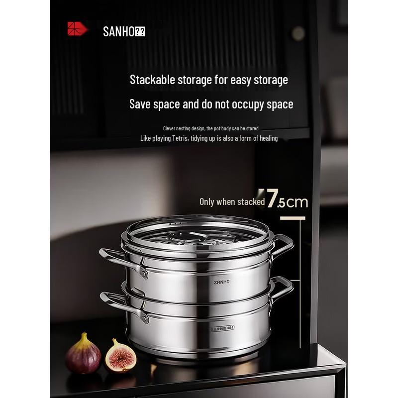 Sanhe 3-Tier 304 Stainless Steel Steamer Pot