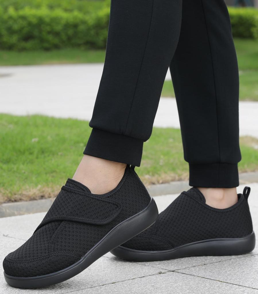 Eagsouni Women's Velcro Care Shoes for Seniors, Elderly Rehabilitation Sneakers, High Instep and Wide Width, Ultra Lightweight, Non-Slip, Easy to Wear