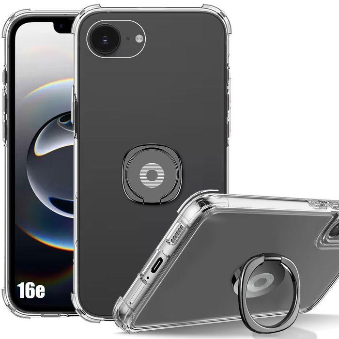 Phone Case - BOOLING - for iPhone 16e - Transparent Silicone - Shockproof - Adjustable Stand