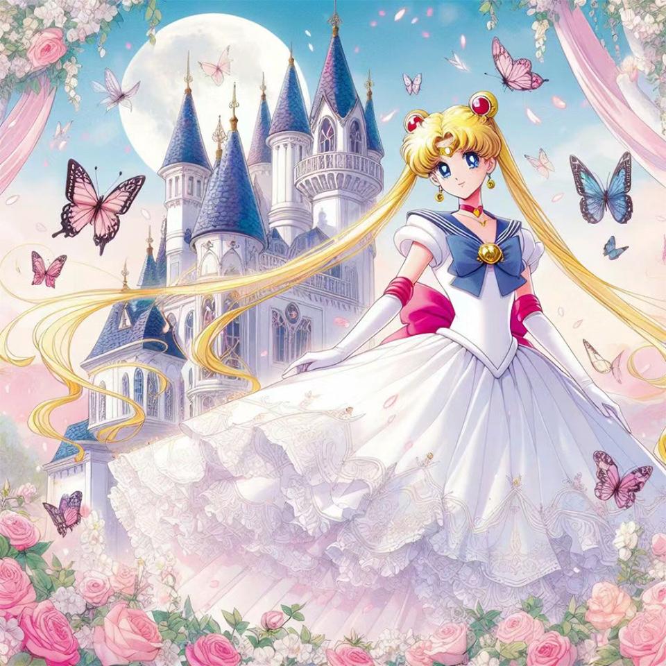 Japanese Anime 5D Diamond Painting Set Cartoon Girl Castle Diamond Embroidery Handmade DIY Mosaic Home Decoration