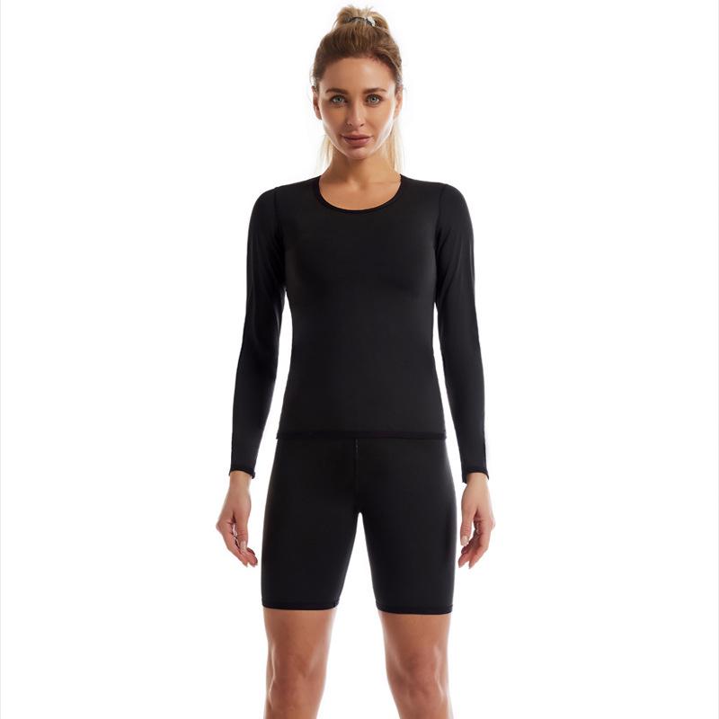 Women's Body Shaping Sweat Suit: Tummy Control Yoga Pants & Long Sleeve Top for Fitness & Running