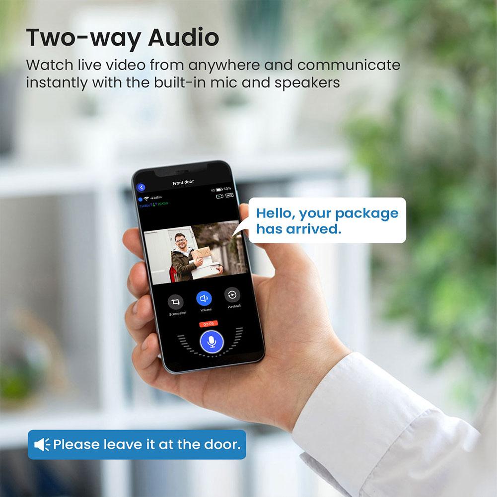 1080P Умный видеодомофон Беспроводная Wi-Fi видеокамера для двери Видеодомофон с обнаружением движения Ночное видение Двусторонняя аудиокамера для дома