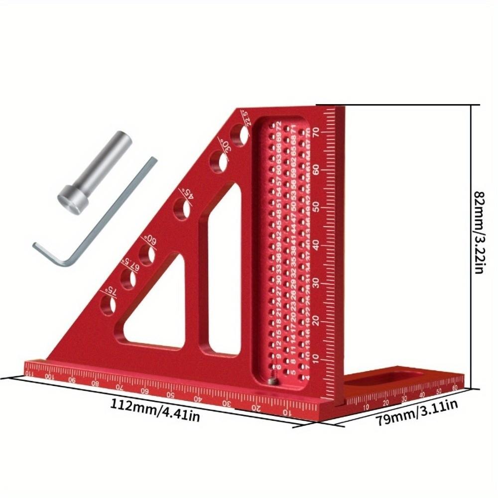 3D Design Triangle Measuring Ruler Multipurpose Protractor Marking Tool for Wood DIY