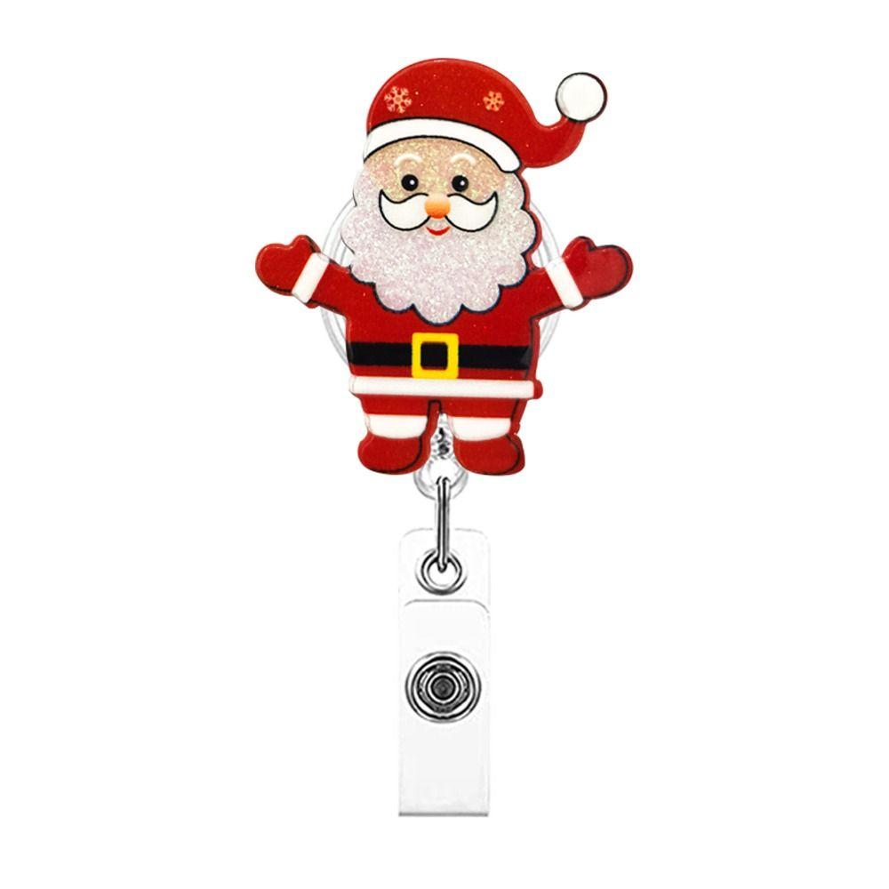 Acrylic Retractable Badge Holder Santa Claus ID Card Holder Exhibition Enfermera