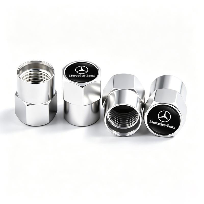 WAM3 4Pcs Car Tire Valve Cover Aluminum Alloy Car Wheel Tire Valve Caps For Mercedes Benz W210 W176 AMG CLS CLE CLA GLA GLB GLS Class