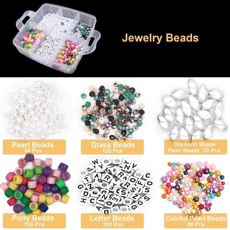 1Set Jewelry Making Supplies Kit Jewelry Making Tools Kit Includes Beads Wire for Bracelet and Pearl Beads Spacer Beads Jewelry Plier